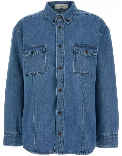 Dunst Blue Denim Shirt With Contrasting Stritching In Cotton Woman