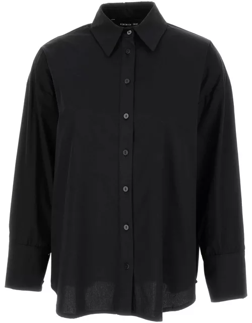 Federica Tosi Black Long Sleeves Shirt In Cotton Blend Woman