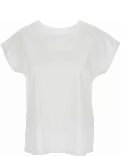 Allude White T-shirtr With U Neckline In Cotton Woman