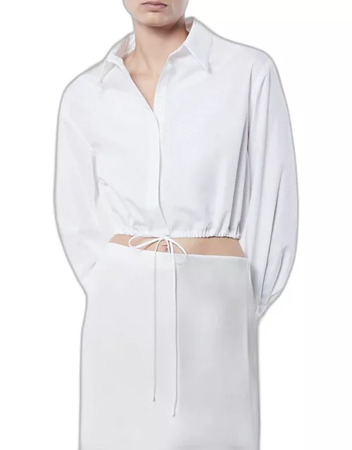Poplin Cropped Button-Front Shirt