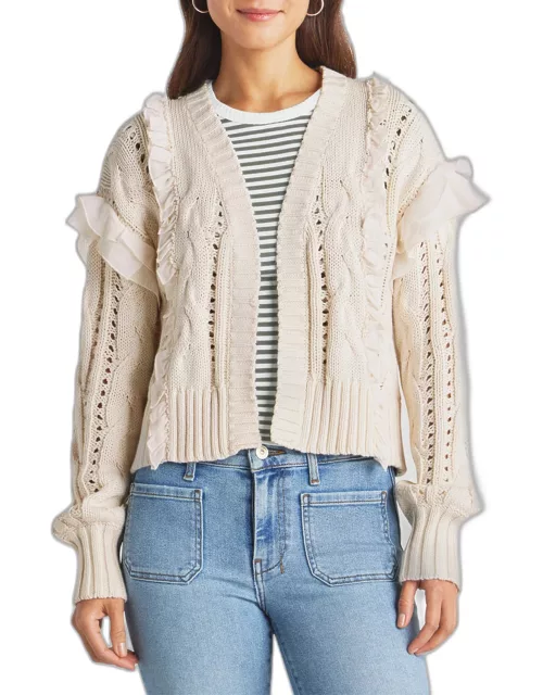 Dolly Embellished Pointelle Open-Front Cardigan