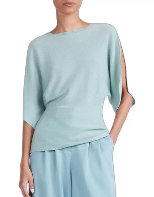 Cassia Cashmere Split-Sleeve Sweater