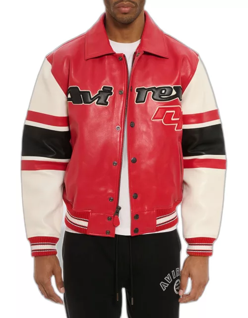 Men's Legend Colorblock Leather Bomber Jacket