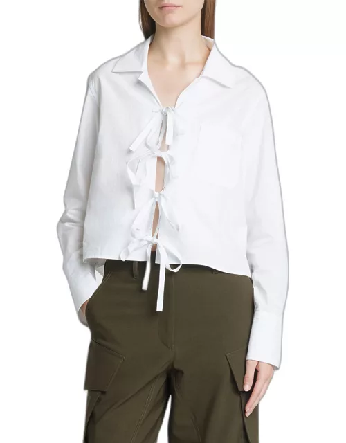 Bow Tie Cropped Shirt