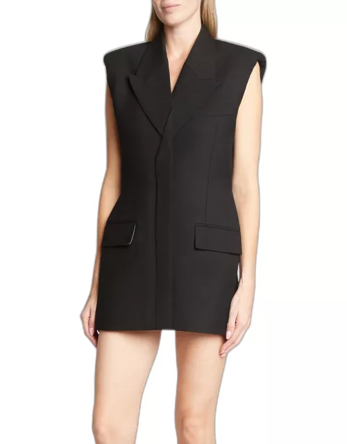Strong-Shoulder Sleeveless Tailored Mini Dres
