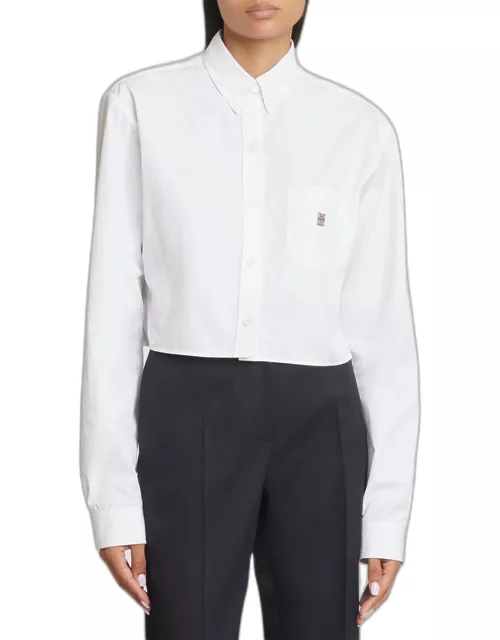 Cropped Button-Front Shirt with 4G Emble