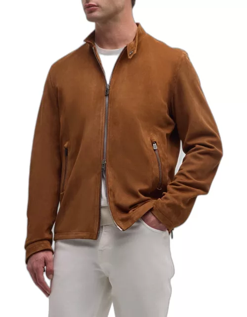 Men's Suede Full-Zip Moto Jacket