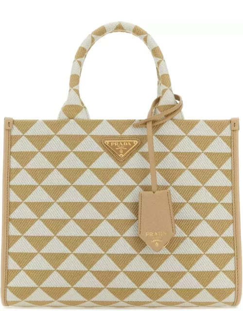 Prada Embroidered Fabric Small Symbole Shopping Bag