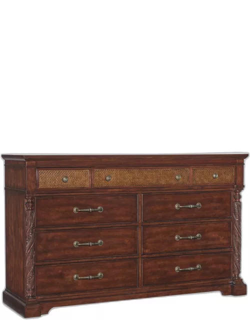 Charleston Cane 9-Drawer Dresser