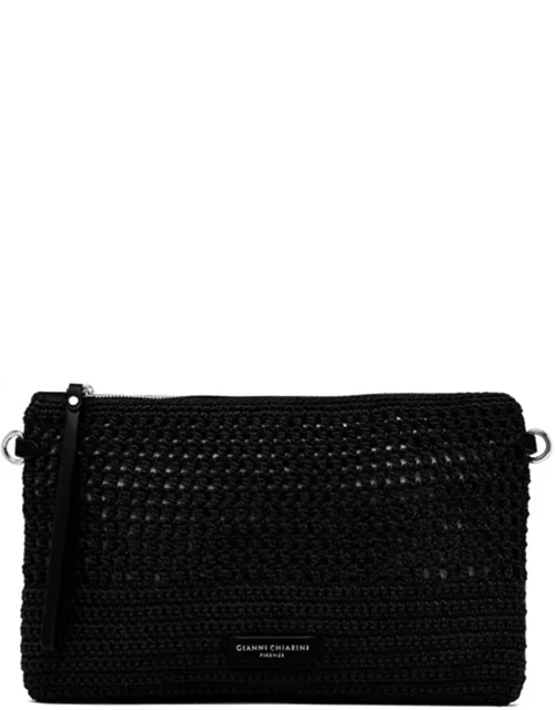 Gianni Chiarini Black Victoria Clutch Bag In Crochet Fabric
