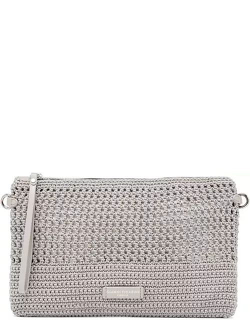 Gianni Chiarini Gray Victoria Clutch Bag In Crochet Fabric