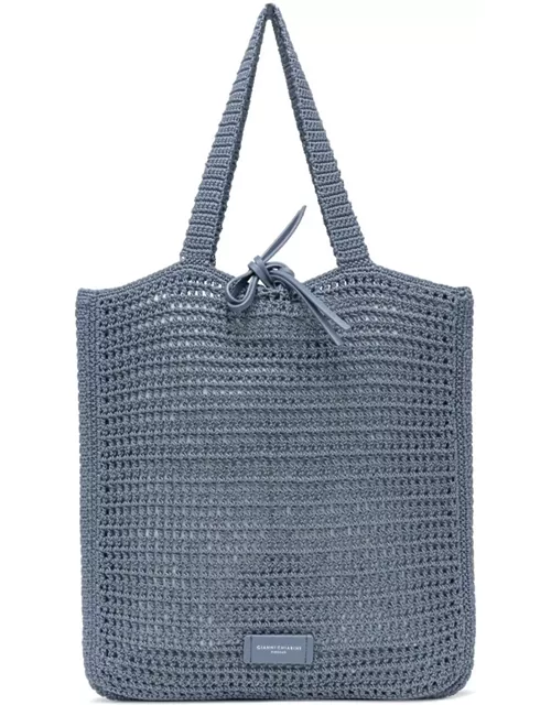 Gianni Chiarini Vittoria Bluette Shopping Bag In Crochet Fabric