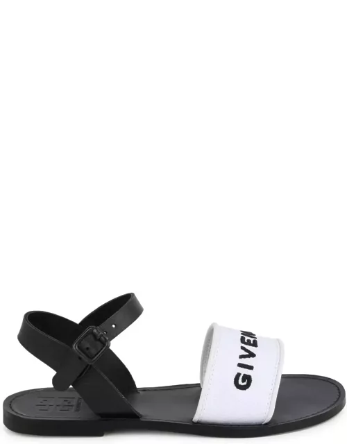 Givenchy Black And White Sandals With Logo