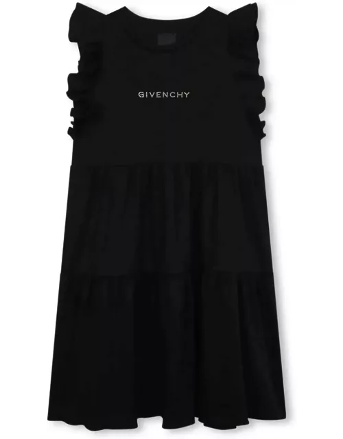 Givenchy Black Sleeveless Dress With Rhinestone Logo