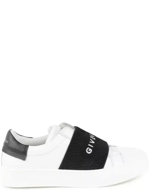 Givenchy White Urban Street Sneakers With Black Logo Band