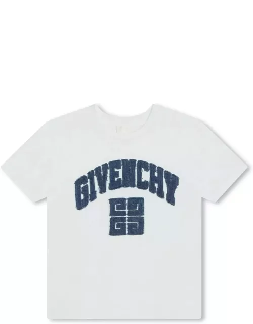 Givenchy White T-shirt With Applied Blue Logo