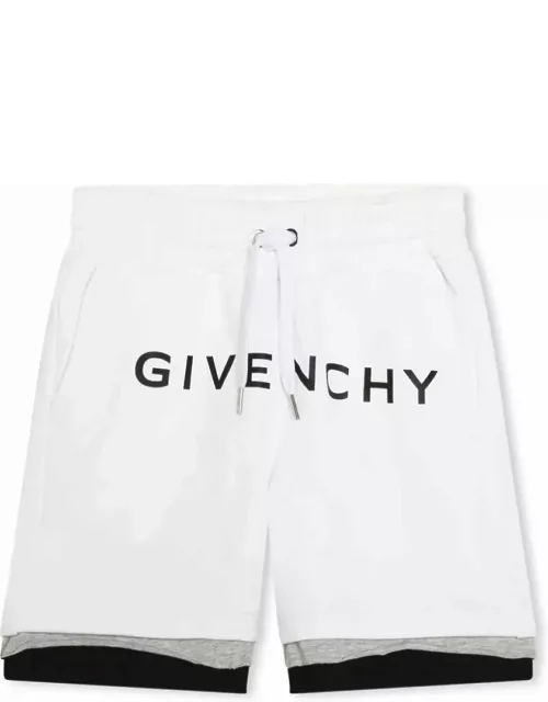 Givenchy White Shorts With Front Logo