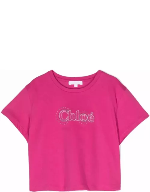 Chloé Fuchsia T-shirt With Logo