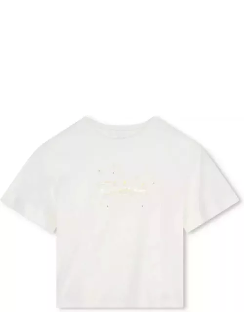 Chloé White T-shirt With Logo And Stars Print