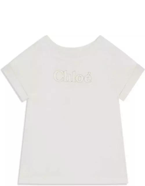 Chloé White T-shirt With Embroidered Logo