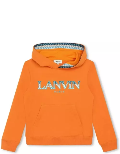 Orange Hoodie With Lanvin curb Logo
