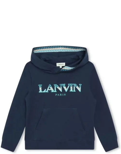 Blue Hoodie With Lanvin curb Logo