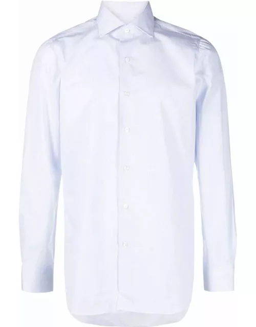 Finamore White And Blue Striped Shirt