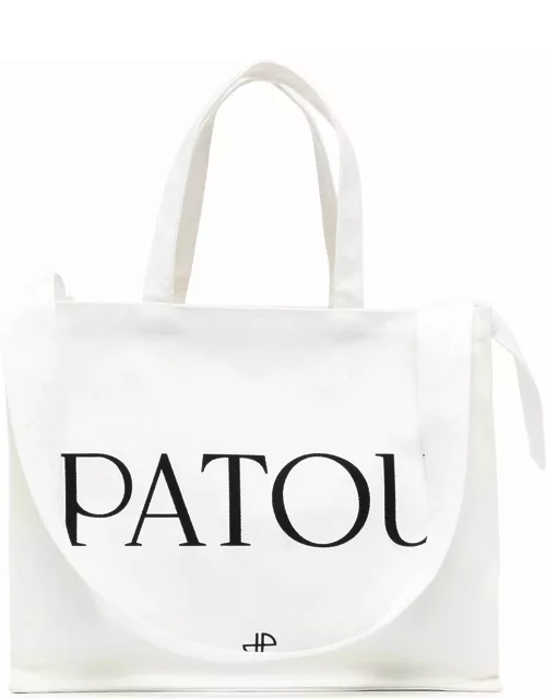 Patou White Cotton Tote Bag