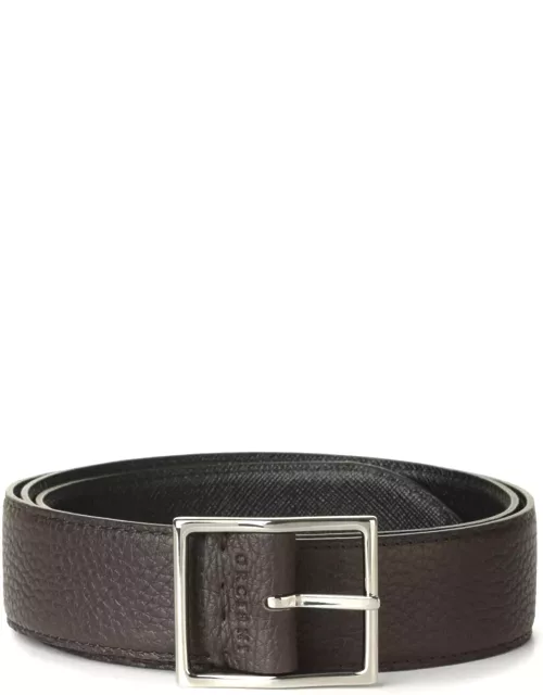 Orciani Brown Hammered Leather Belt