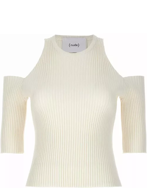(nude) Cut-out Knit Top