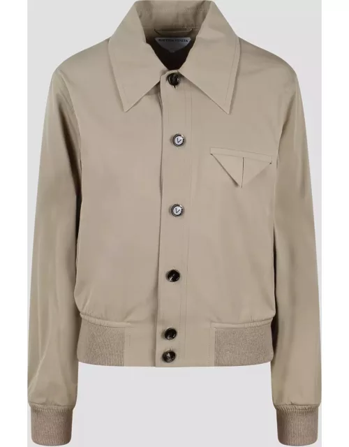 Bottega Veneta Cotton Blouson Jacket With Elastic Hem And Button