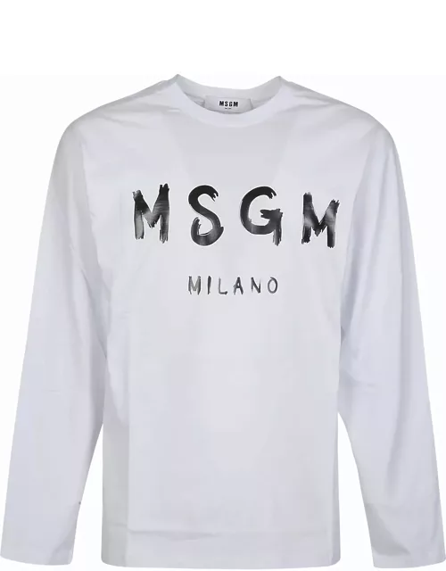 MSGM Logo Print Long Sleeve T-shirt
