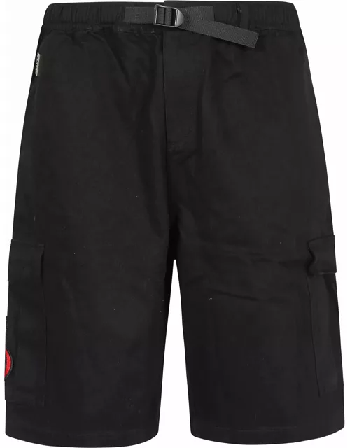 Vision of Super Black Cargo Shorts With Flames Patch And Printed Logo