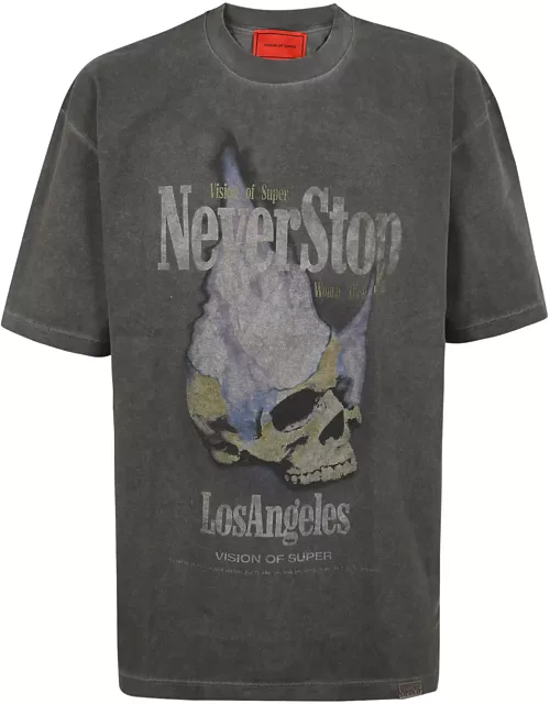 Vision of Super Stone Wash T-shirt With never Stop Print