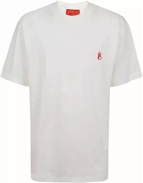Vision of Super White T-shirt With Flames Logo And Metal Labe