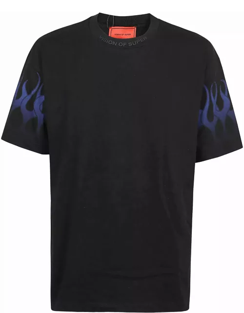 Vision of Super Black Tshirt With Blue Flame