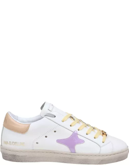 AMA-BRAND Sneakers In White Leather And Glicine