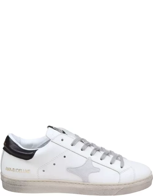 AMA-BRAND Black And White Leather Sneaker