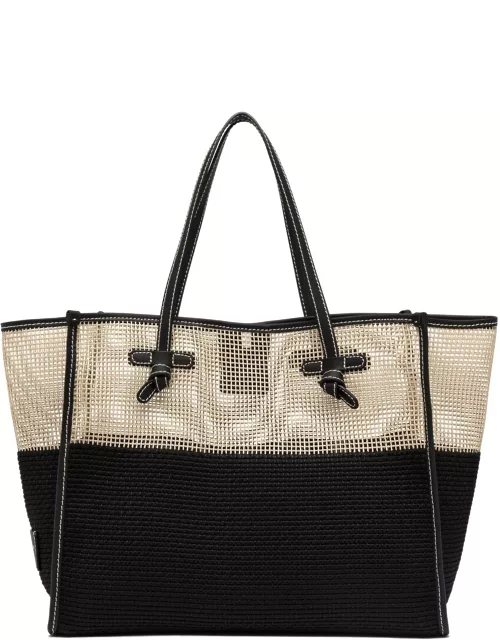 Gianni Chiarini Black Mesh Effect Fabric Shopping Bag