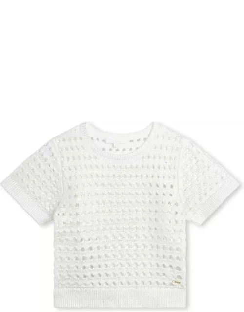Chloé Lamé Perforated T-shirt
