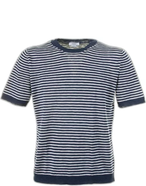 Seventy White Blue Striped T-shirt