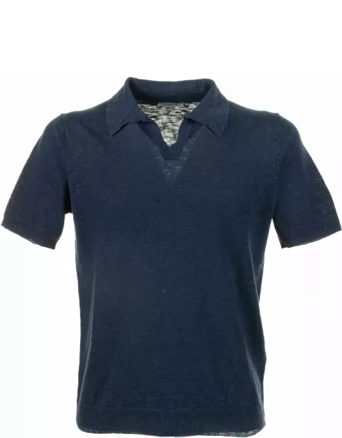 Seventy Blue Short-sleeved Polo Shirt