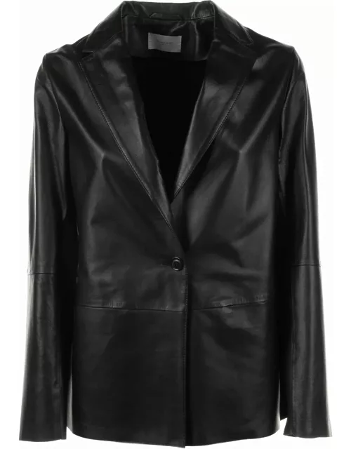 Via Masini 80 Single-breasted Leather Blazer Jacket