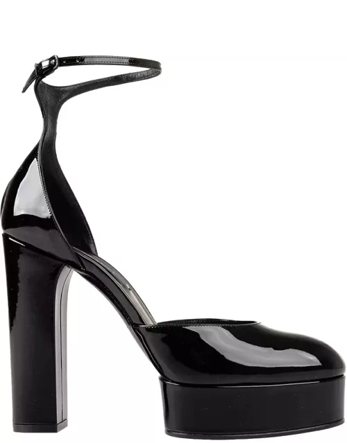 Casadei Black Patent Leather Pumps With Platfor