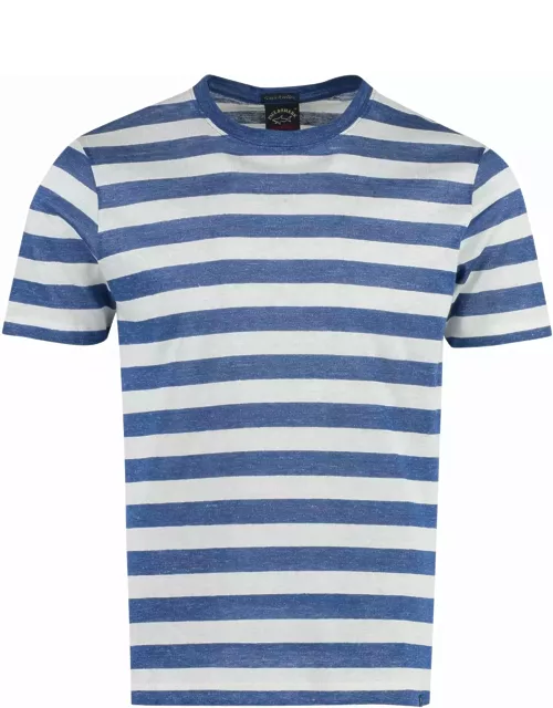 Paul & Shark Striped Linen-cotton Blend T-shirt