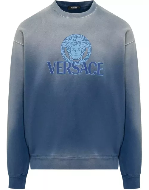 Versace Logo-printed Gradient Crewneck Sweatshirt
