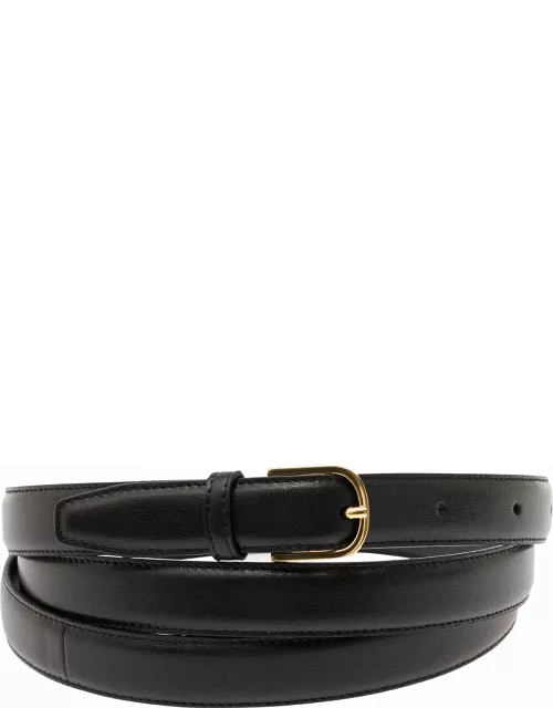 Totême Black Wrap Belt With Gold Tone Buckle In Leather Woman
