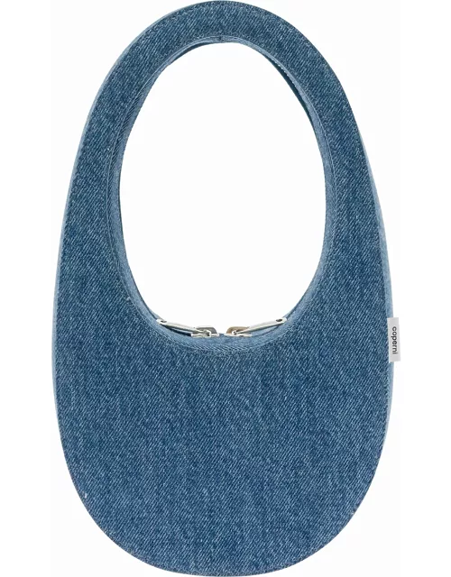 Coperni mini Swipe Light Blue Handbag With Embossed Logo In Denim Woman