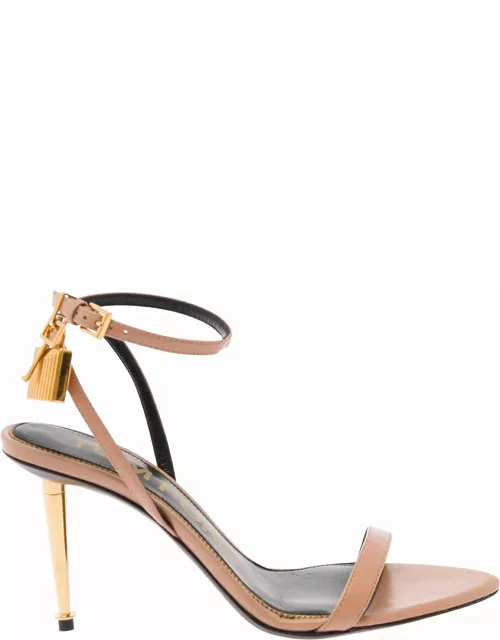 Pink Leather Sandals With Padlock Detail Tom Ford Woman