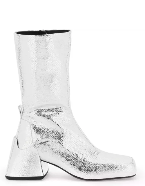 Jil Sander Cracked-effect Laminated Leather Boot